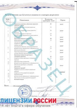 Образец приложение к диплому (страница 2) Курганинск Профессиональная переподготовка сотрудников 